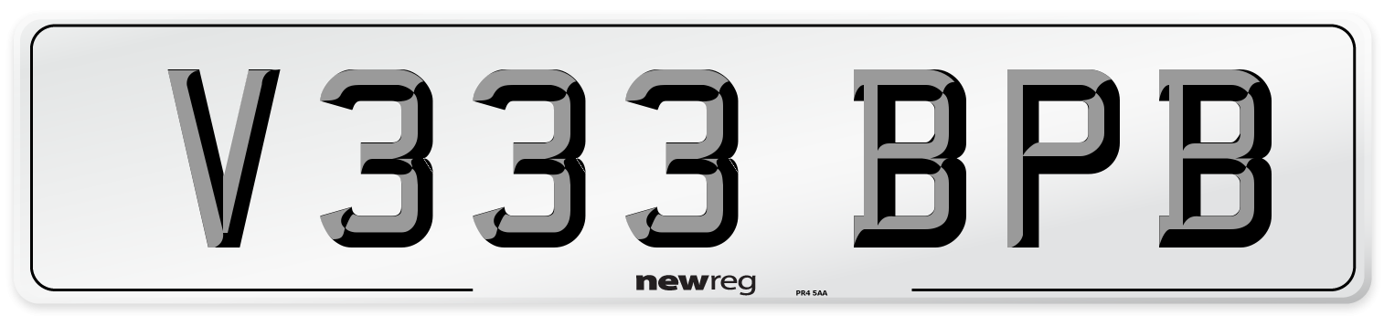 V333 BPB Number Plate from New Reg